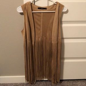Tan fringe vest/cover
